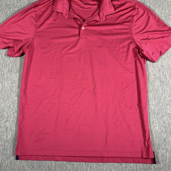 Johnnie-O Polo Shirt Mens Large Pink Blue Stripe Performance Golf Casual - Picture 3 of 9